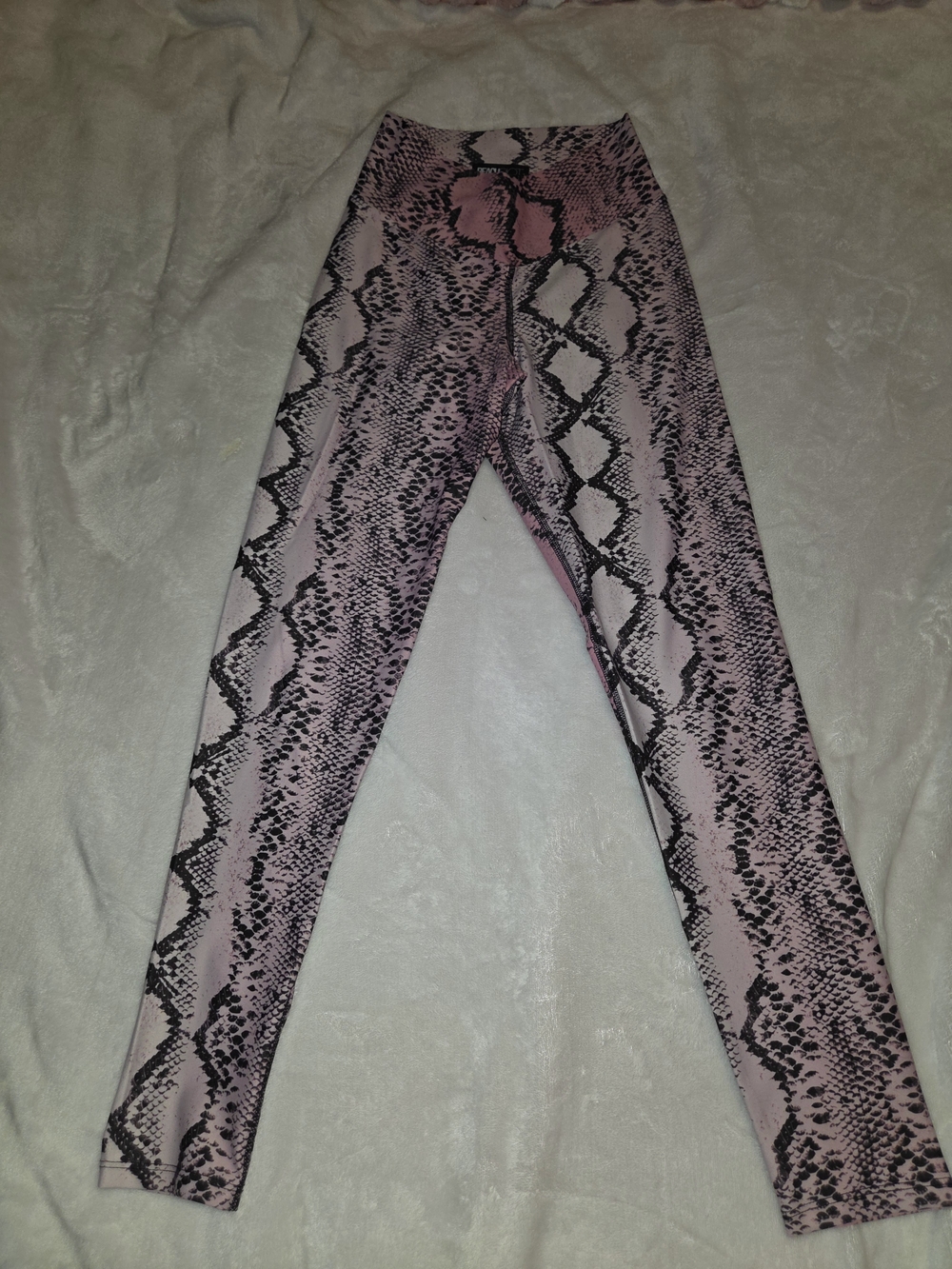 Beach Riot Cross Front Pink Snake-Print Leggings